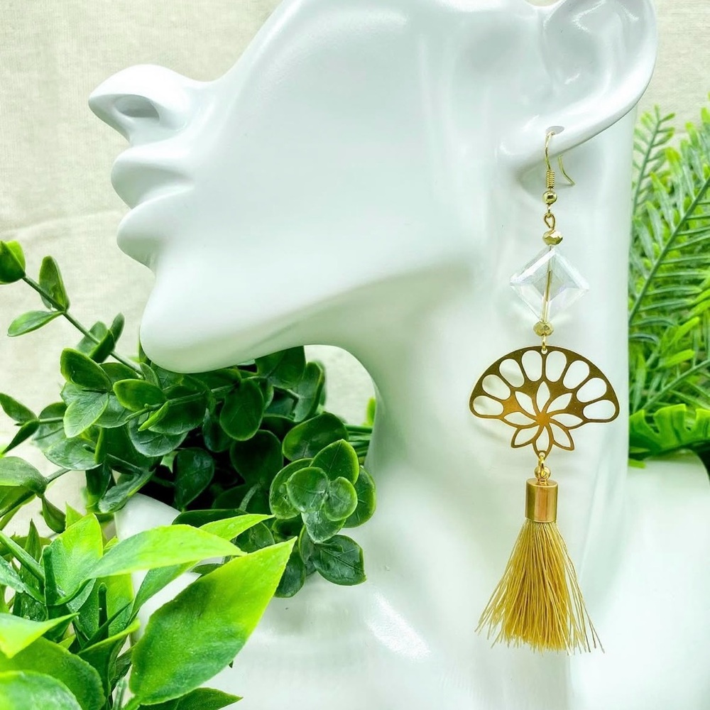 handmade gold tassel earrings